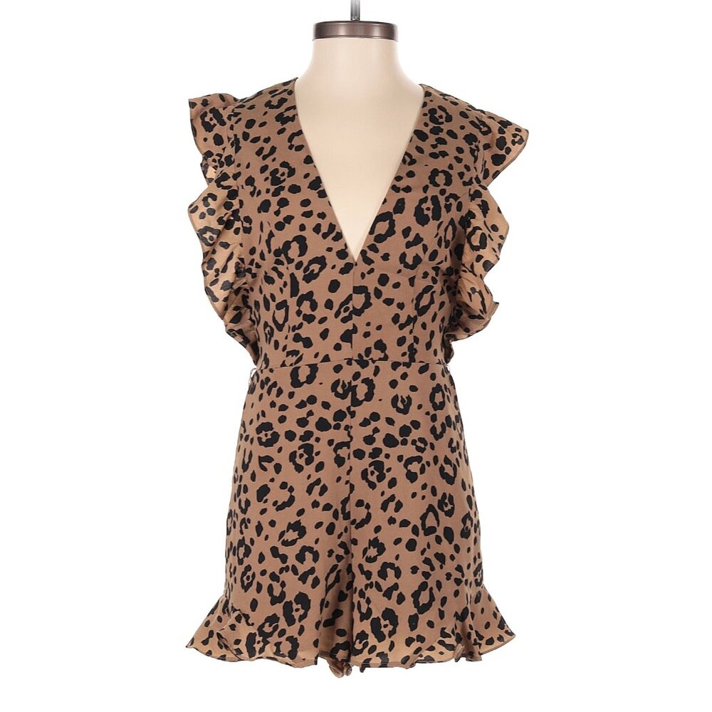 LOVERS & FRIENDS Jill Romper In Tan Leopard